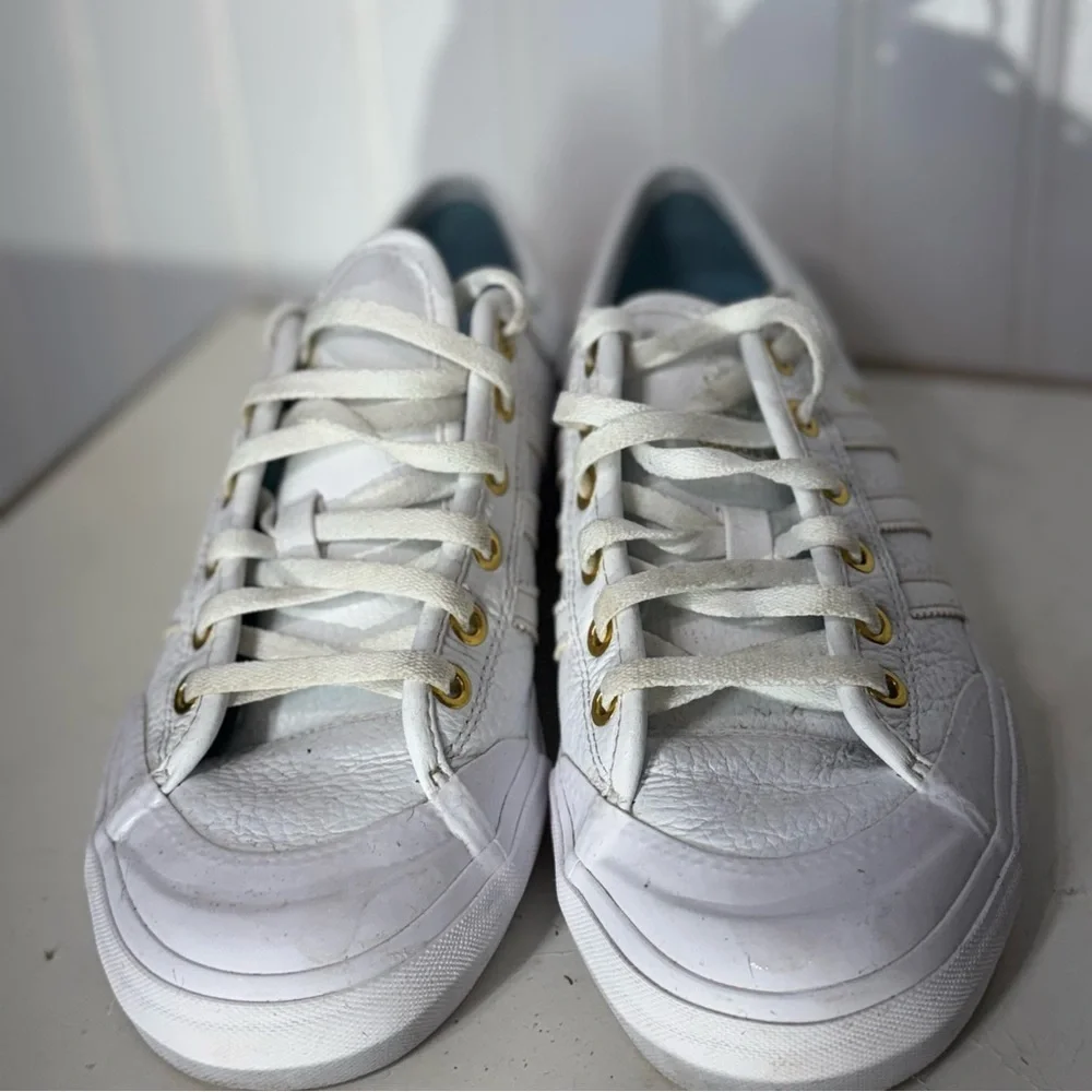 Adidas Silvas Matchcourt White Leather Skate Shoes 5 (W 6.5) Gold Eyelet Accents